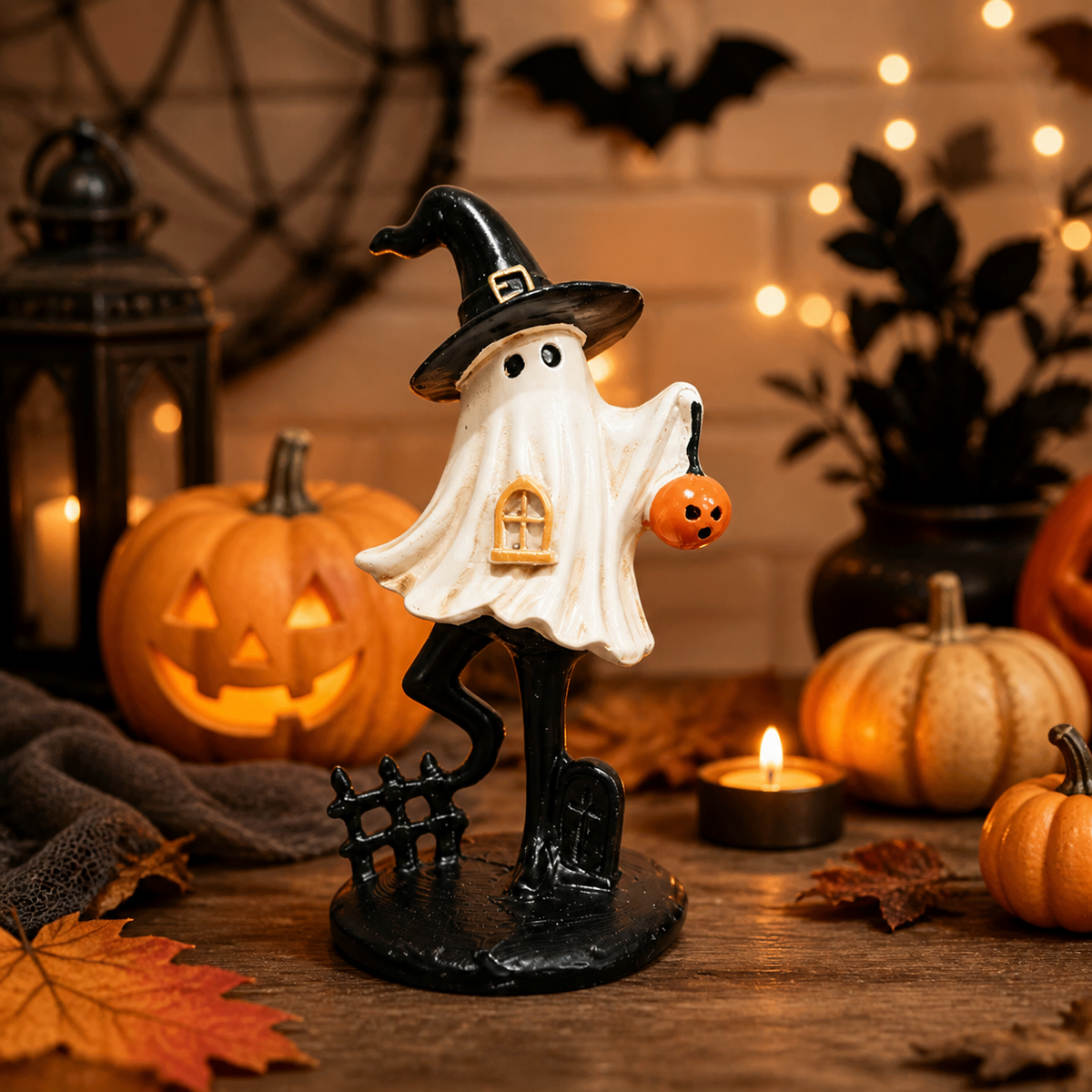 Halloween Ghost Witch Resin Tabletop Figurine