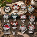 Miao Embroidery Fridge Magnet with Silver-Tone Tassel Charms