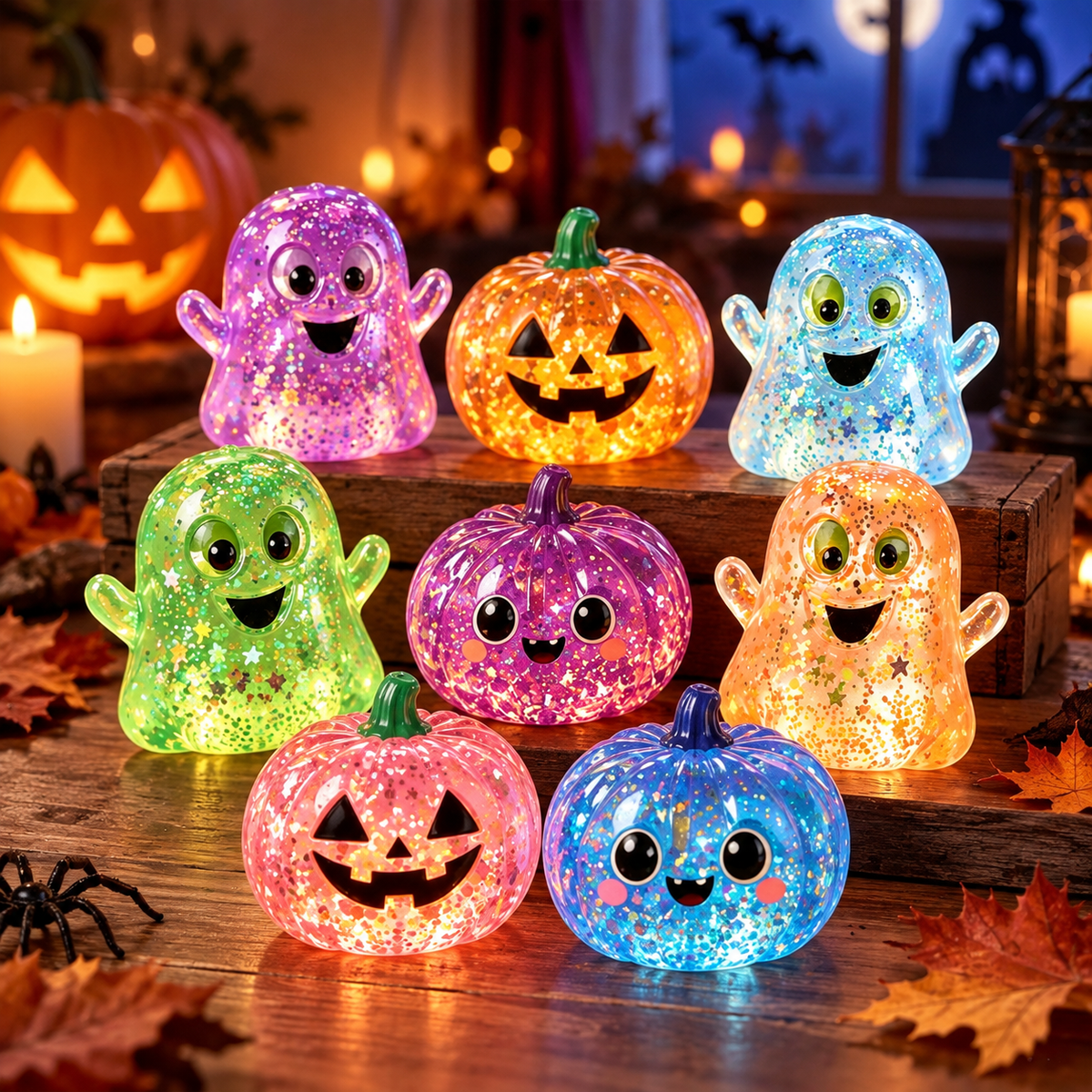 Halloween Ghost & Pumpkin Glitter Squeeze Toy