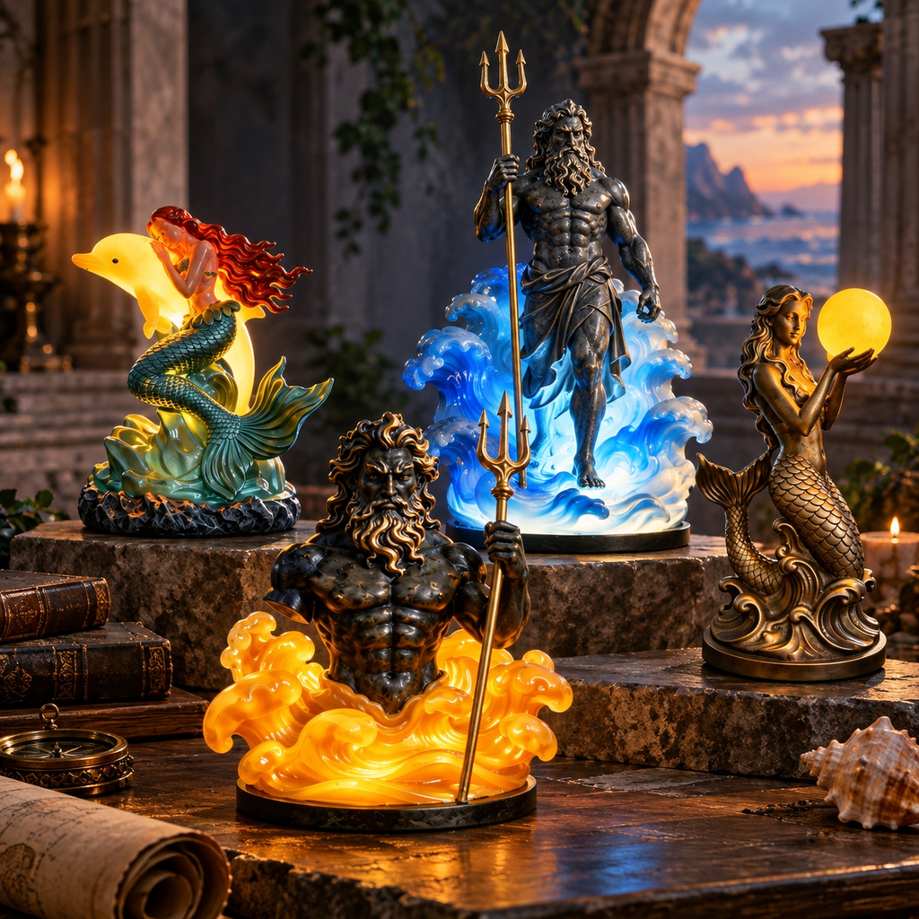 Mythology Resin Sculptures with Decorative Lighting