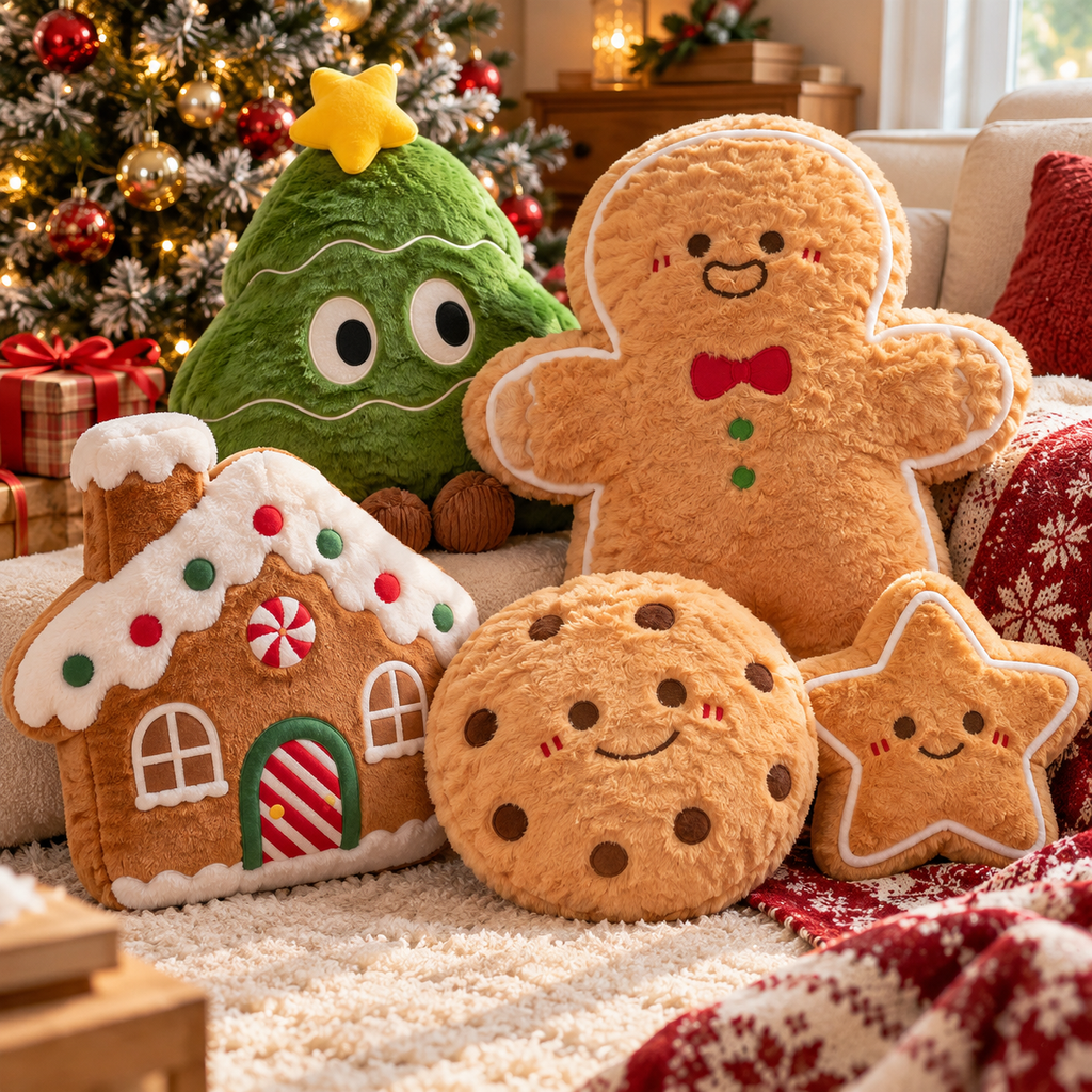 Gingerbread-Themed Plush Cushion Collection