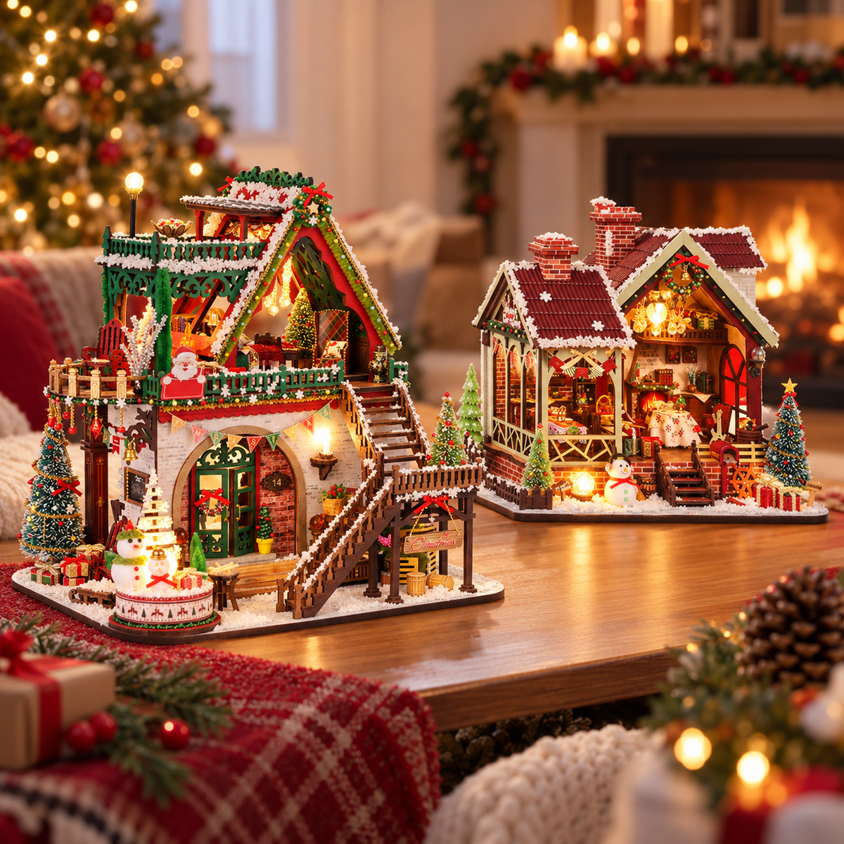 Snowy Christmas Lodge DIY Miniature House Kit