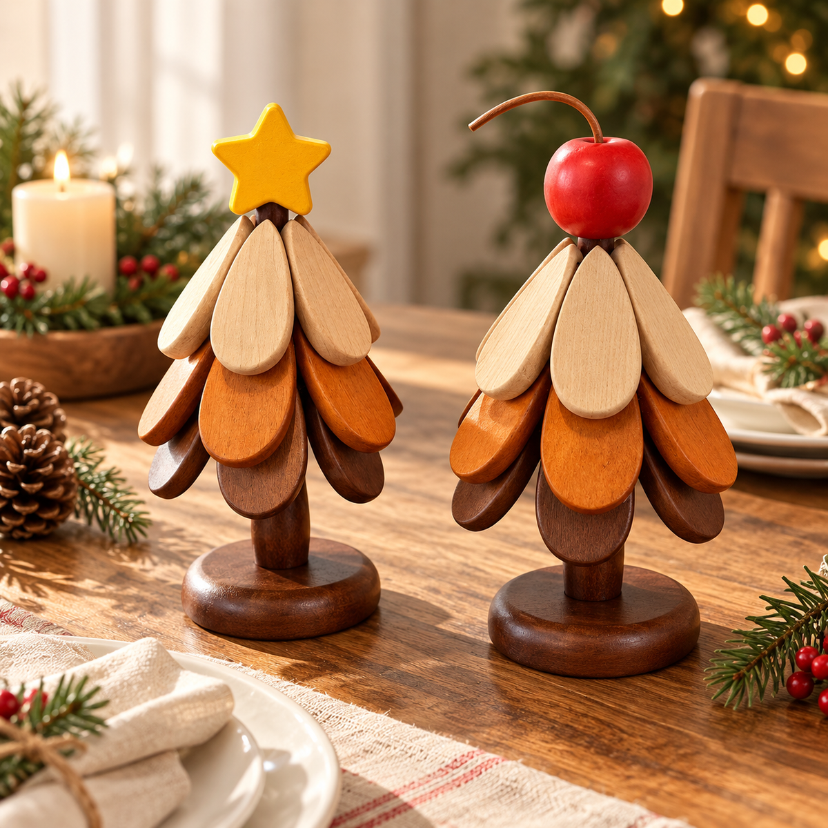 Christmas Tree Trivet Set with Display Stand