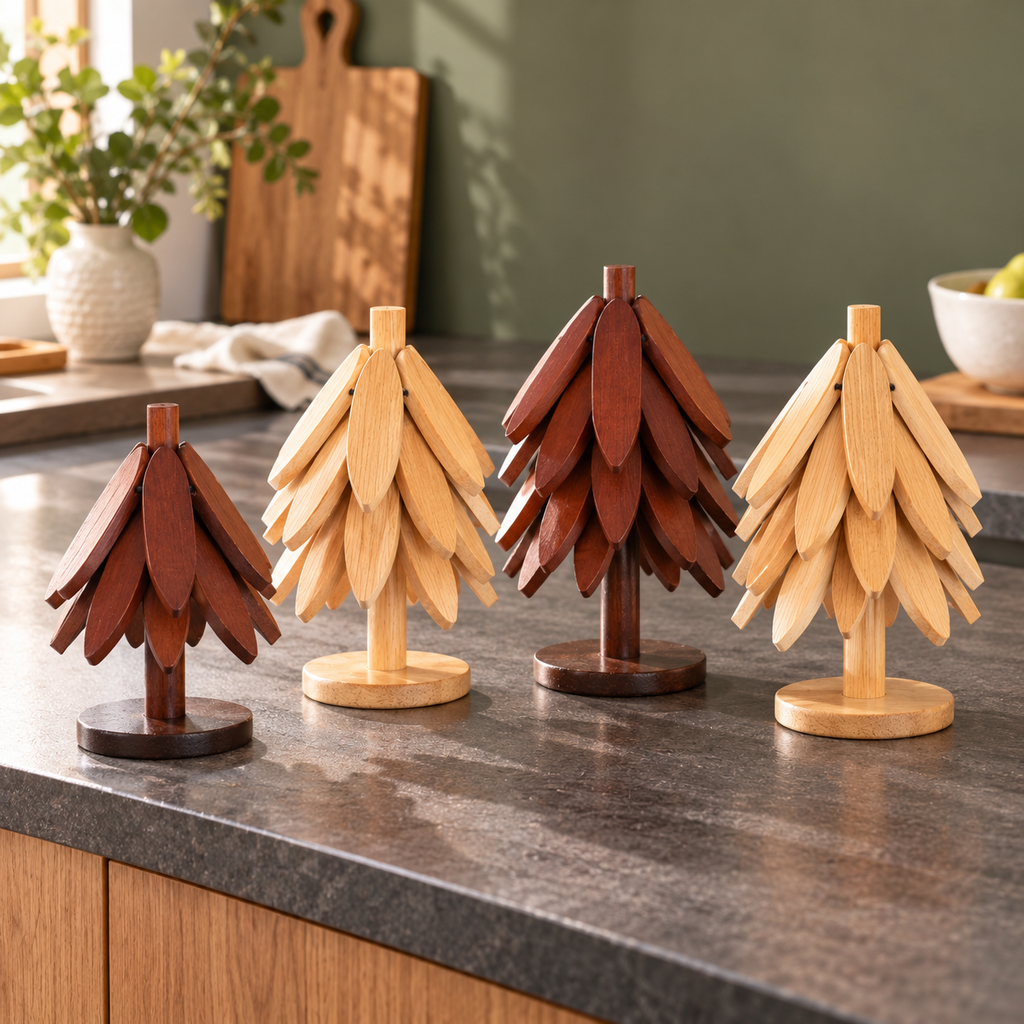 Willow Leaf Tree Trivet Set with Stand