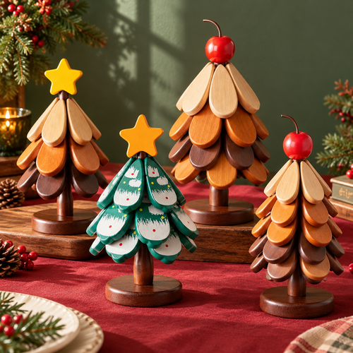 Christmas Tree Trivet Set with Display Stand