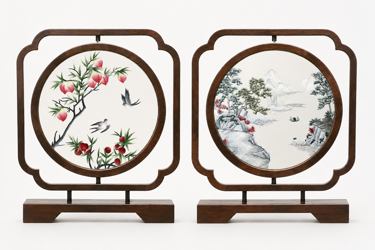 Handmade Double-Sided Suzhou Embroidery Table Screen
