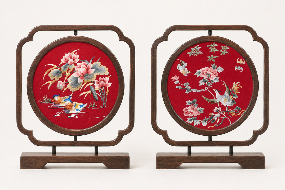 Handmade Double-Sided Suzhou Embroidery Table Screen