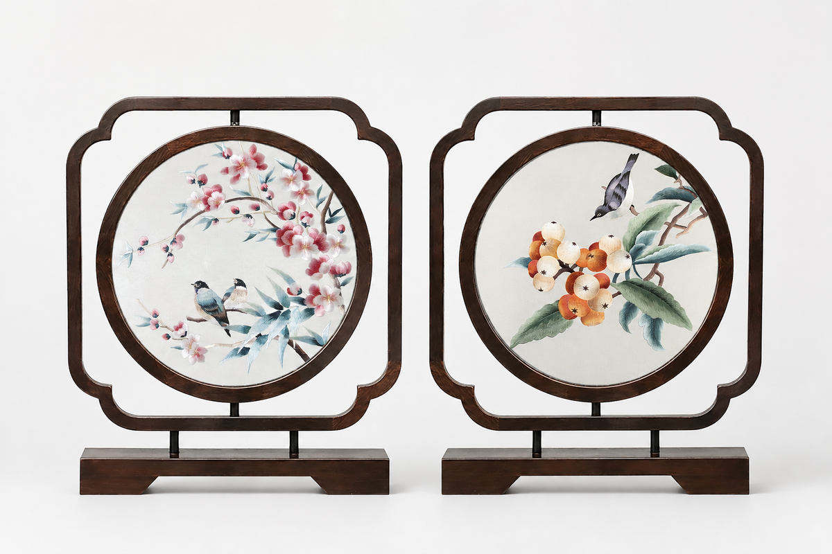 Handmade Double-Sided Suzhou Embroidery Table Screen