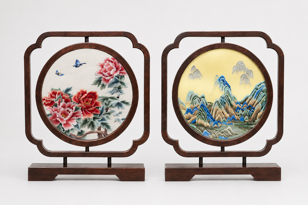 Handmade Double-Sided Suzhou Embroidery Table Screen