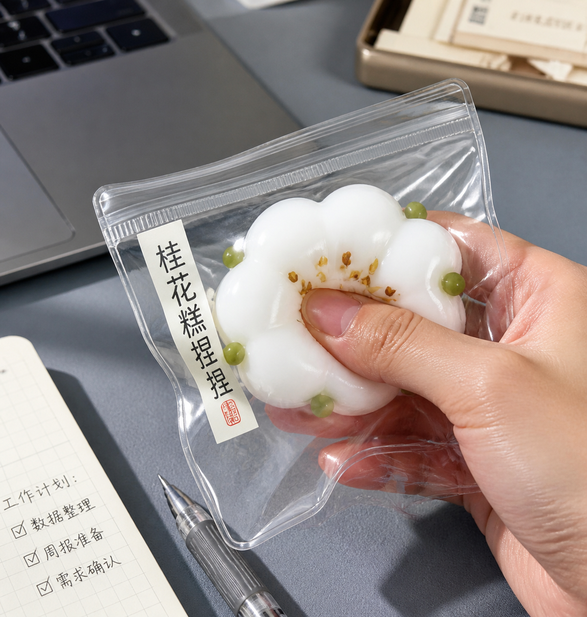 Soft TPR Osmanthus Cake Squeeze Toy