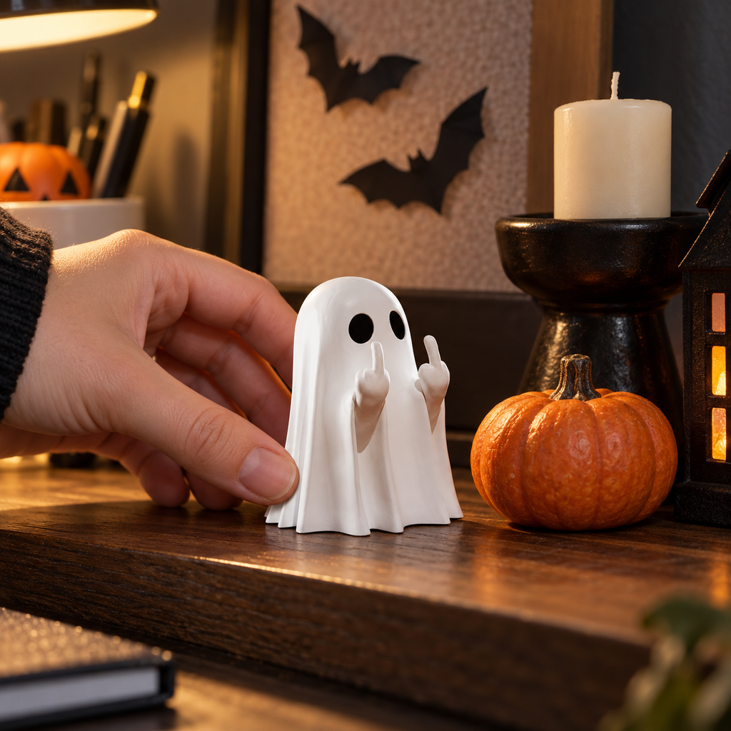 Middle Finger Ghost Mini Figurine