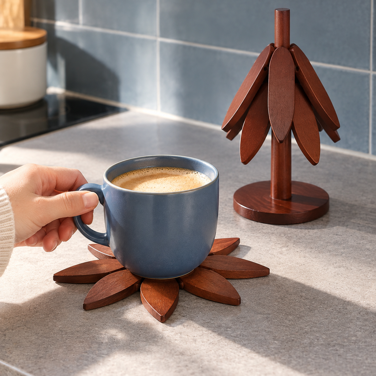 Willow Leaf Tree Trivet Set with Stand
