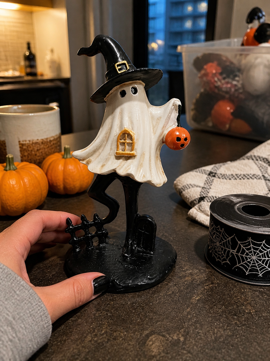 Halloween Ghost Witch Resin Tabletop Figurine