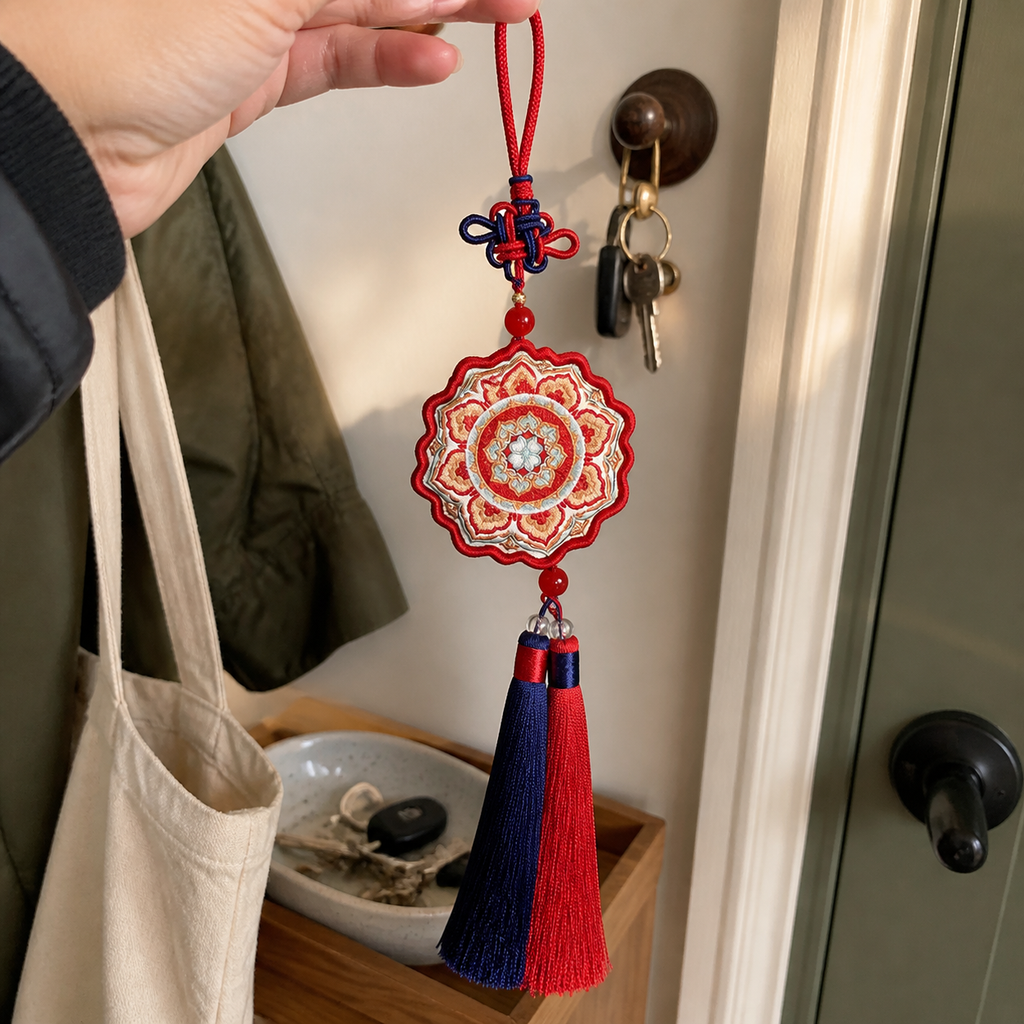 Embroidered Chinese Sachet Hanging Ornament with Tassel