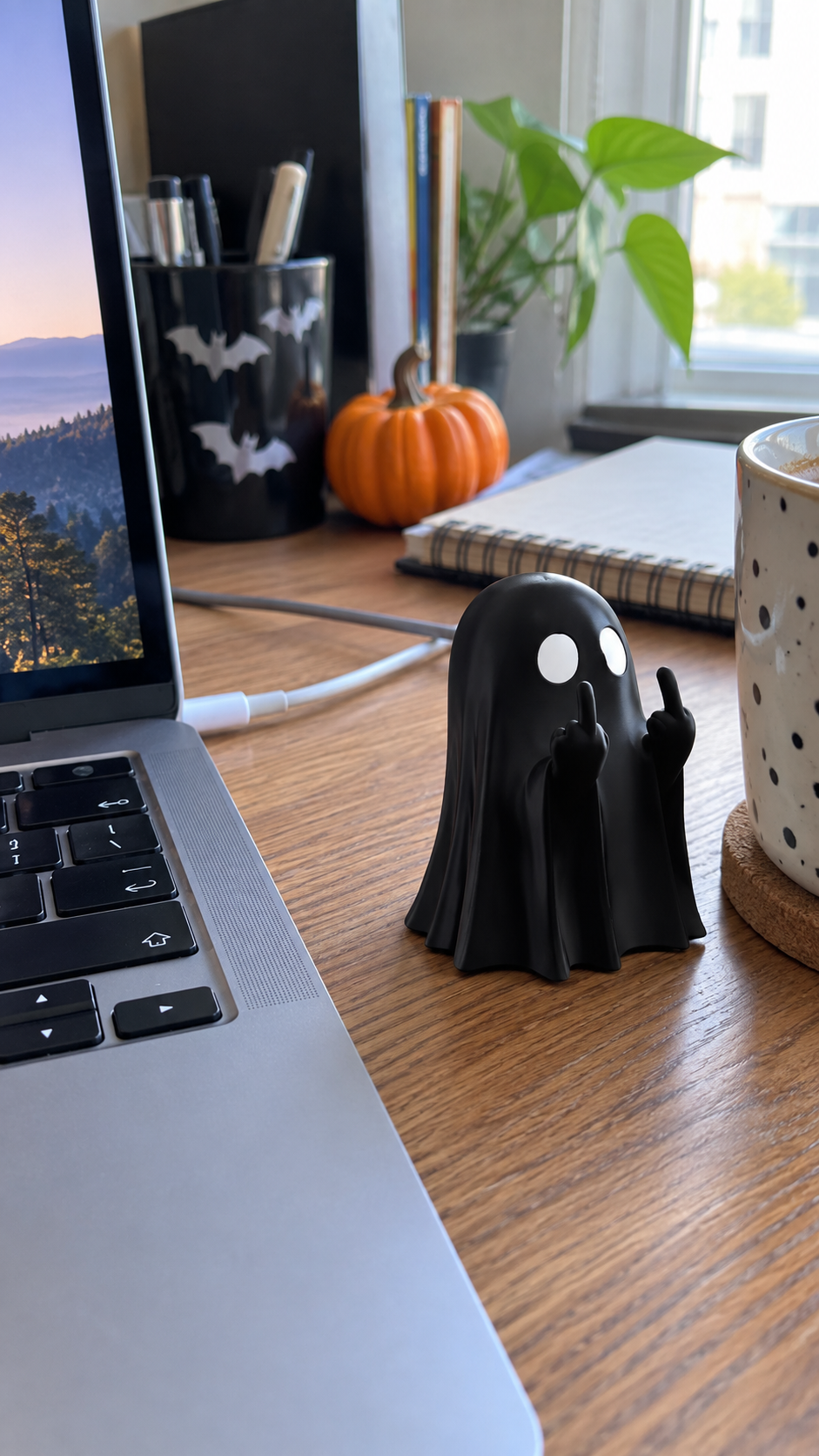 Middle Finger Ghost Mini Figurine