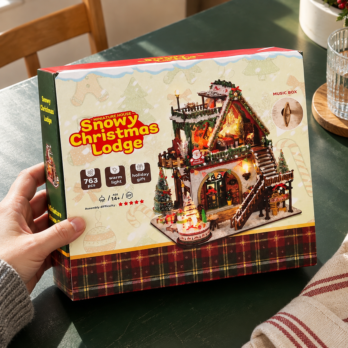 Snowy Christmas Lodge DIY Miniature House Kit
