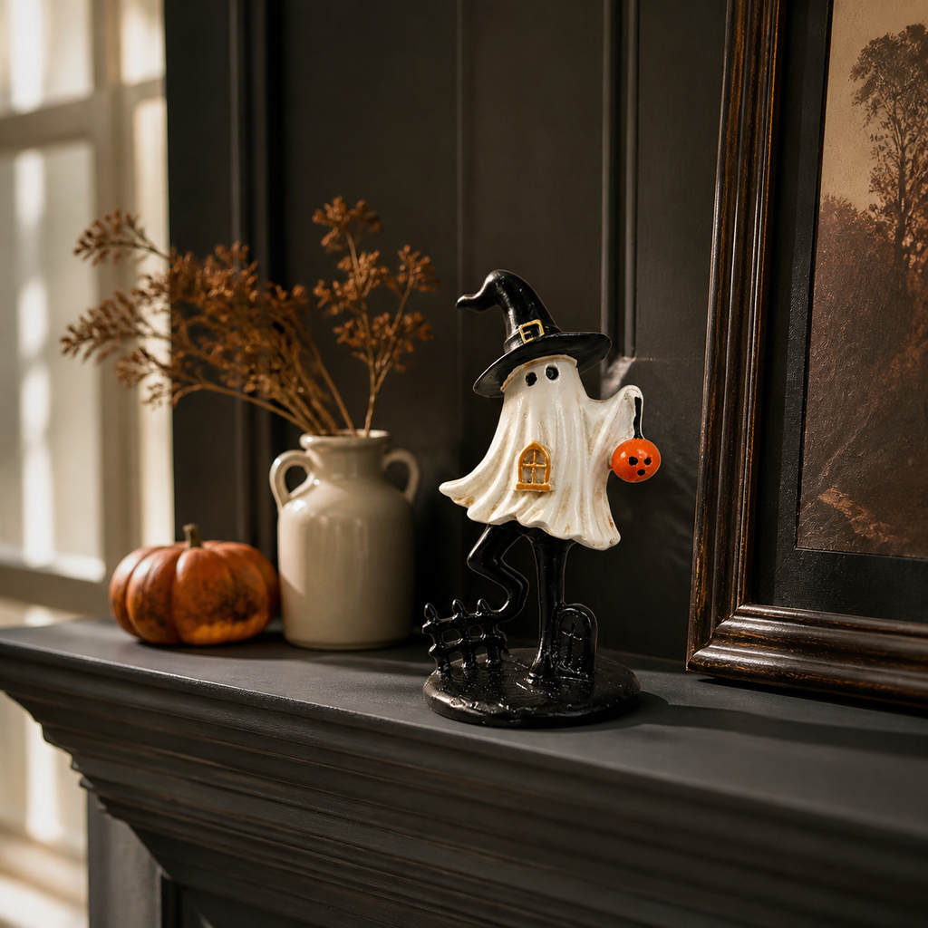 Halloween Ghost Witch Resin Tabletop Figurine