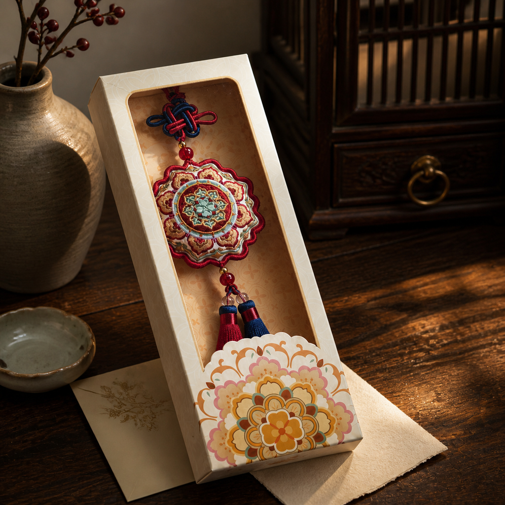 Embroidered Chinese Sachet Hanging Ornament with Tassel