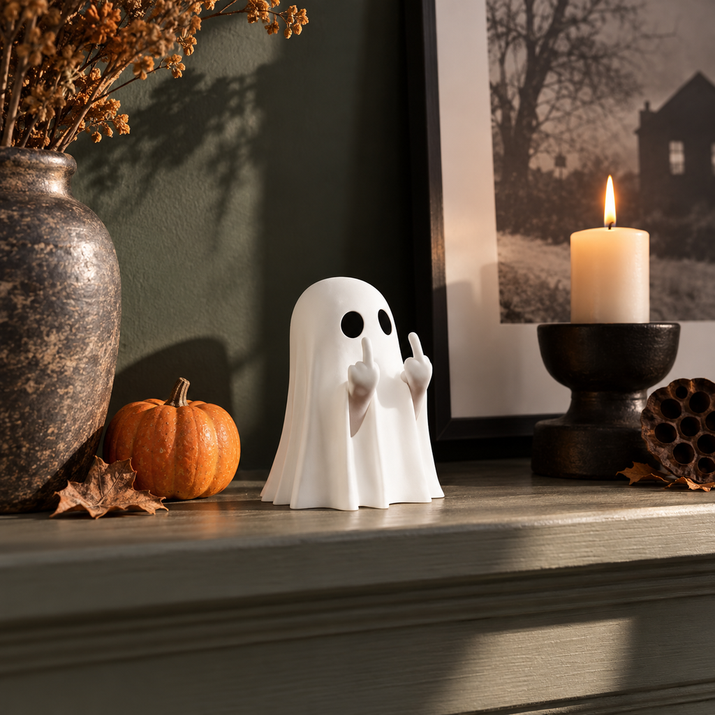 Middle Finger Ghost Mini Figurine