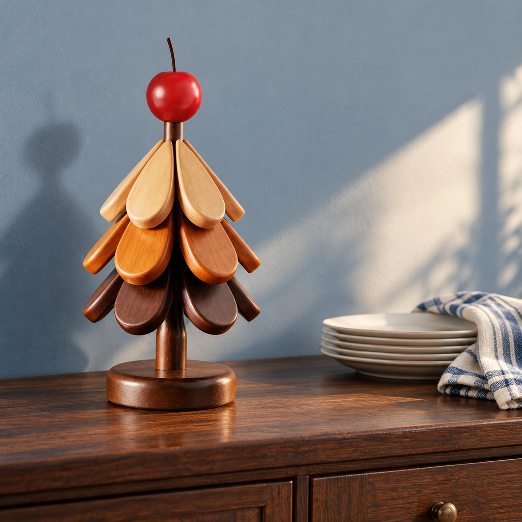 Christmas Tree Trivet Set with Display Stand