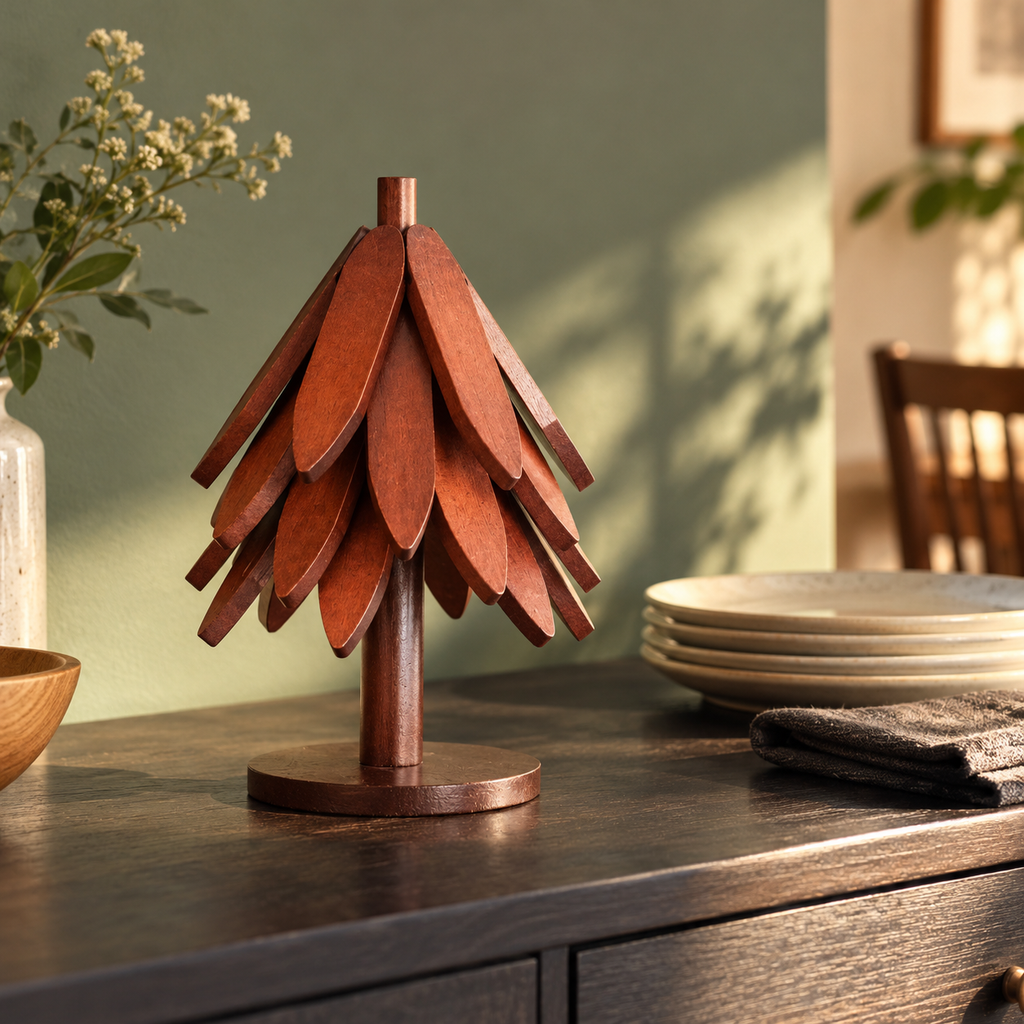 Willow Leaf Tree Trivet Set with Stand