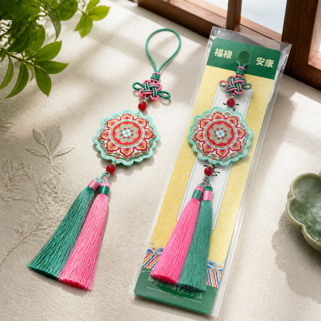 Embroidered Chinese Sachet Hanging Ornament with Tassel