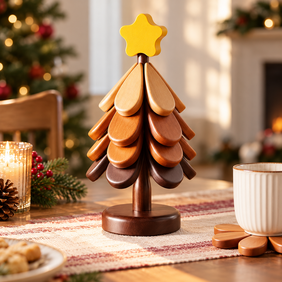 Christmas Tree Trivet Set with Display Stand