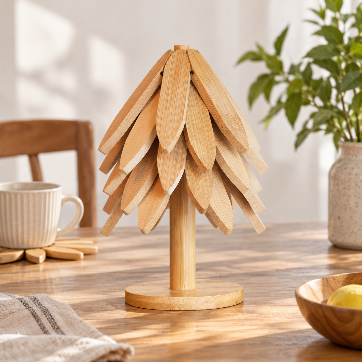 Willow Leaf Tree Trivet Set with Stand