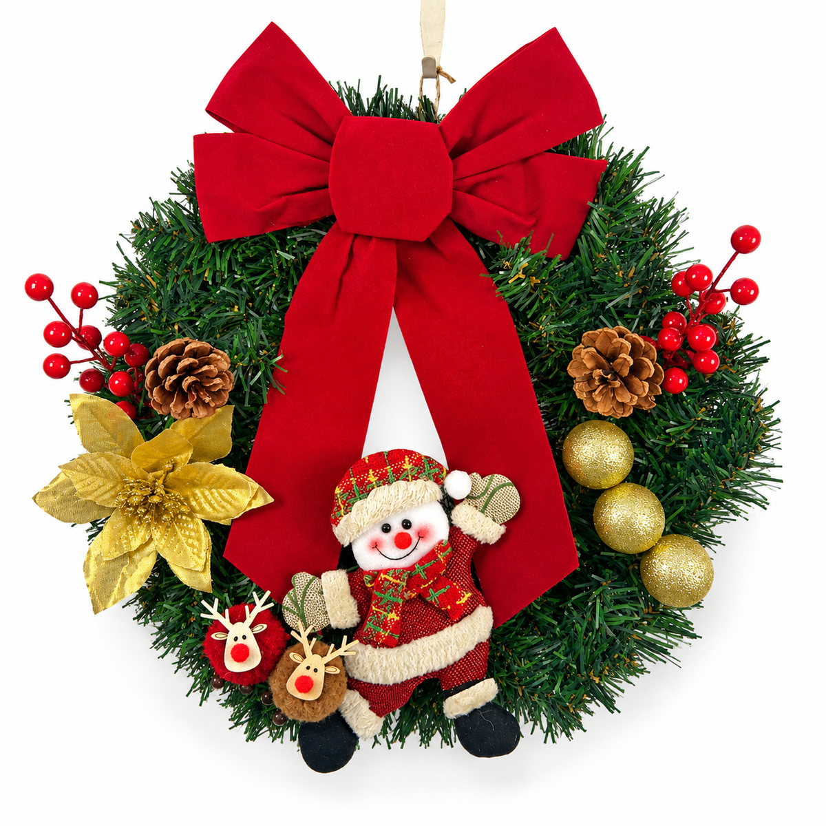Christmas Character Bow Wreath Hanging Decoration