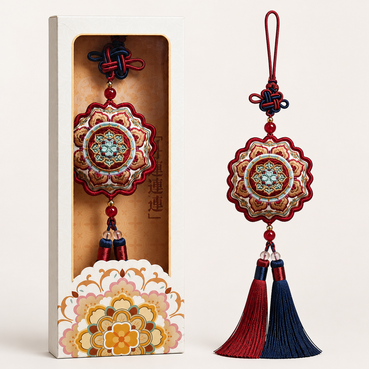 Embroidered Chinese Sachet Hanging Ornament with Tassel