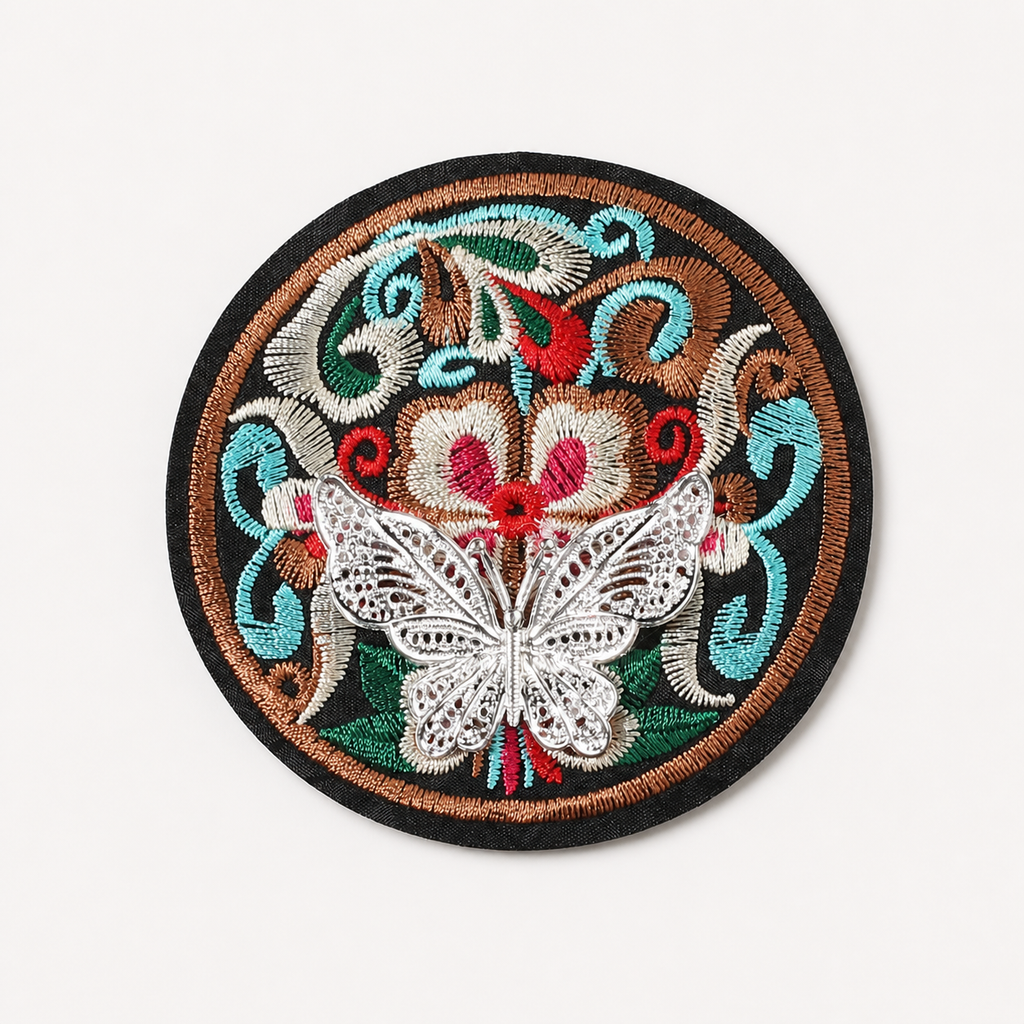 Miao Embroidery Fridge Magnet with Silver-Tone Tassel