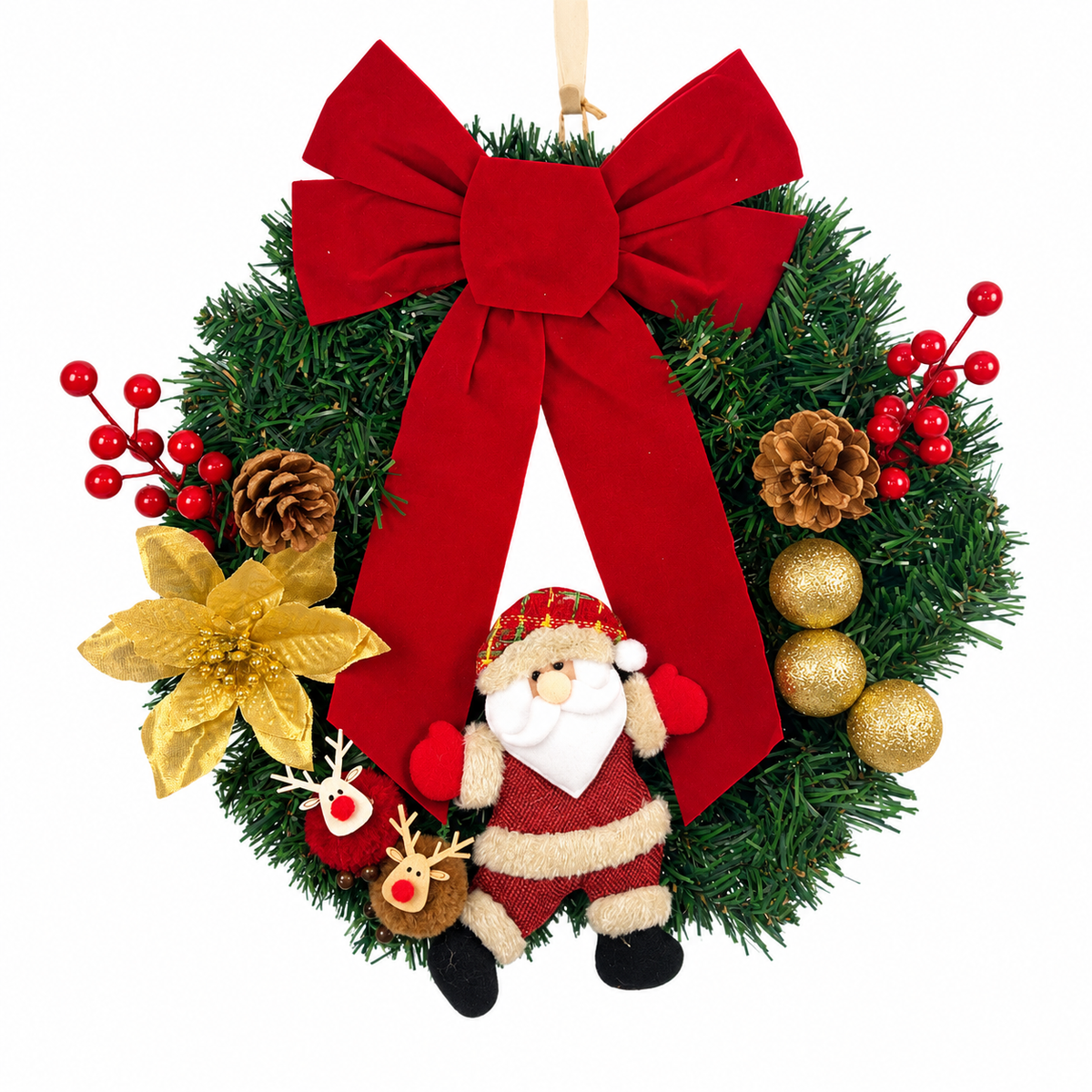 Christmas Character Bow Wreath Hanging Decoration