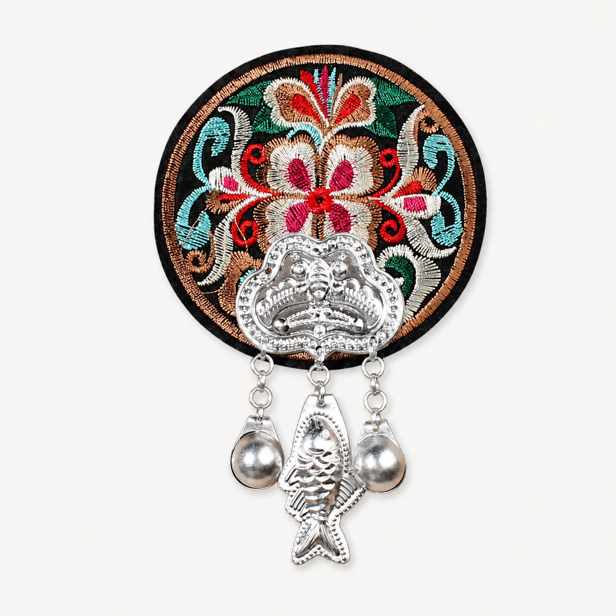 Miao Embroidery Fridge Magnet with Silver-Tone Tassel