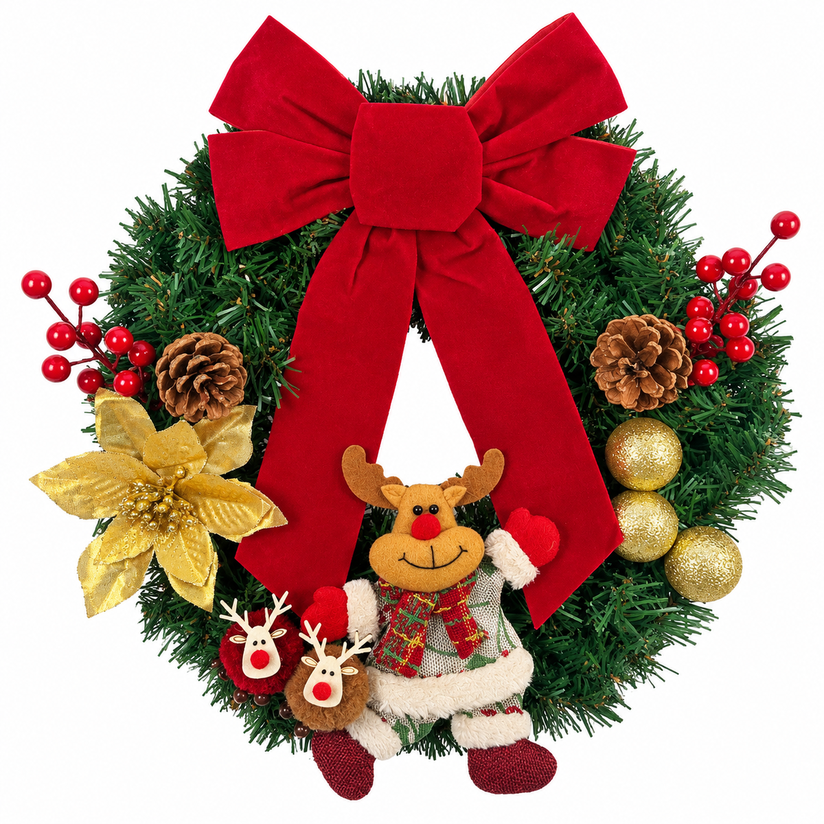Christmas Character Bow Wreath Hanging Decoration