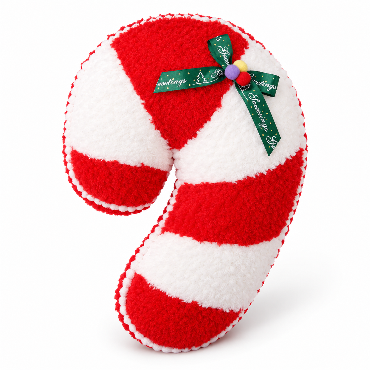 Christmas Tree Plush Cushion with Cartoon Eyes