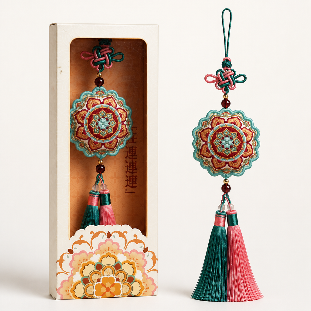 Embroidered Chinese Sachet Hanging Ornament with Tassel