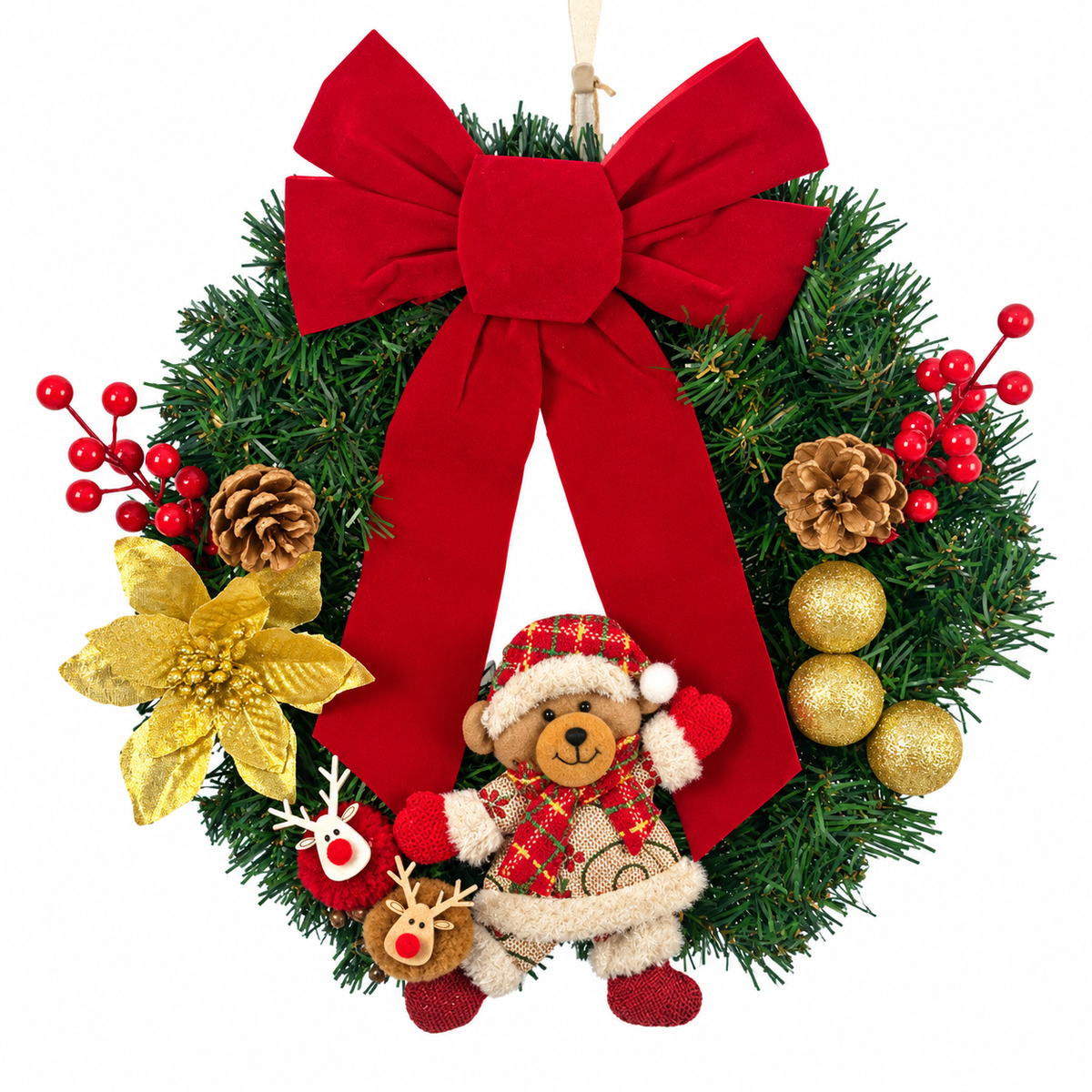Christmas Character Bow Wreath Hanging Decoration