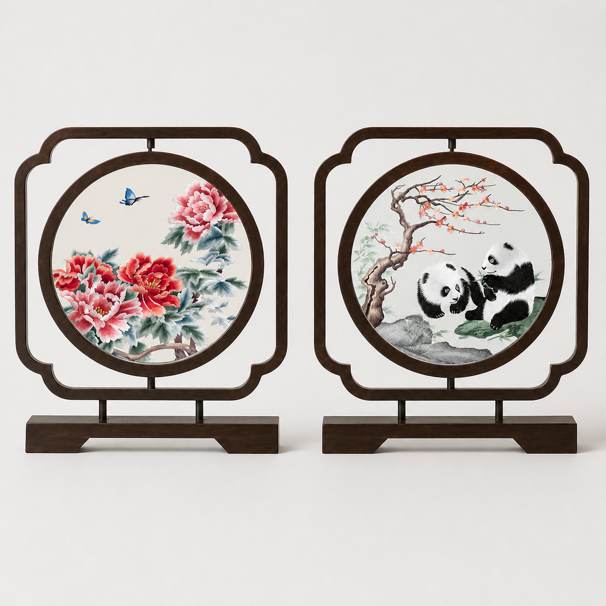 Handmade Double-Sided Su Embroidery Table Screen