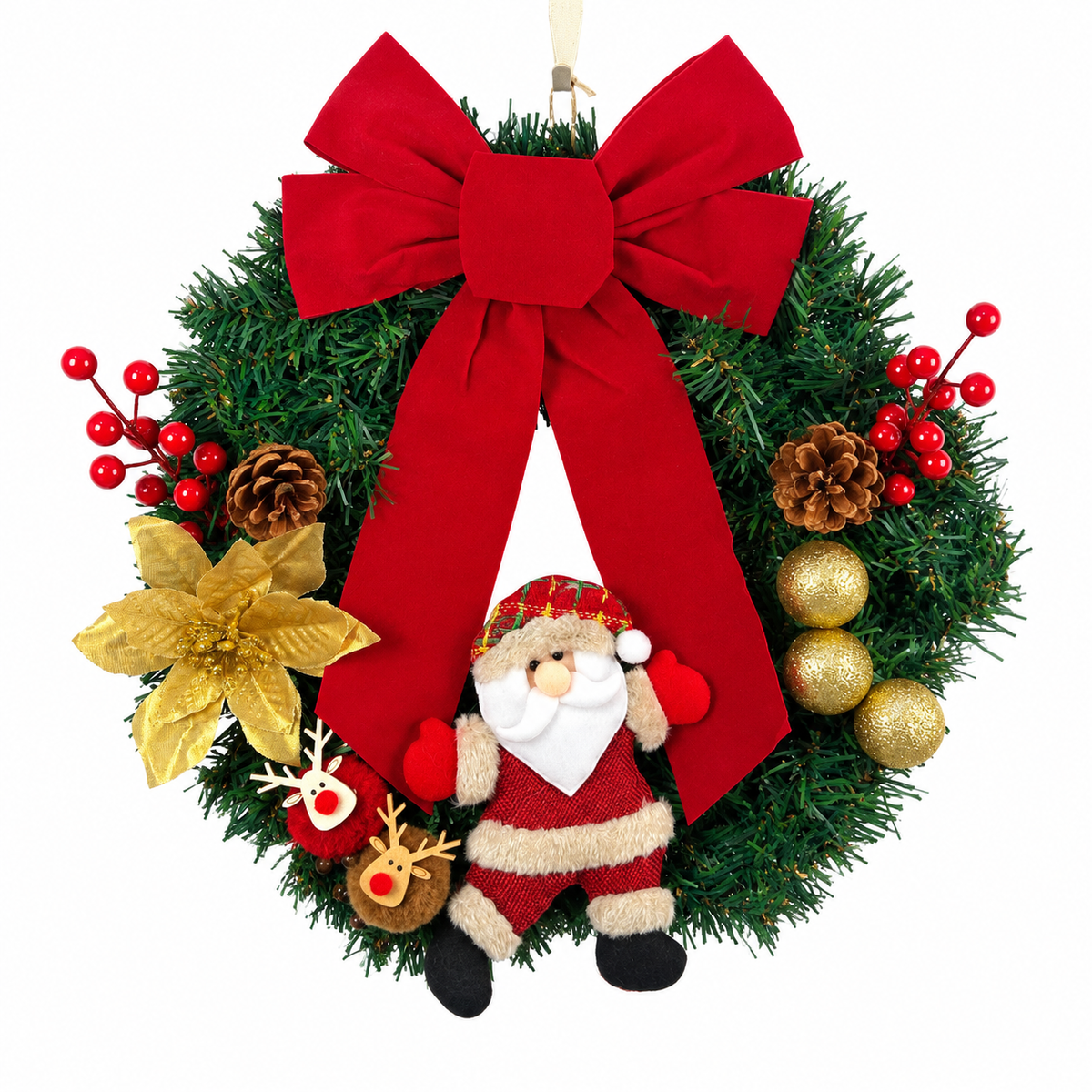 Christmas Character Bow Wreath Hanging Decoration