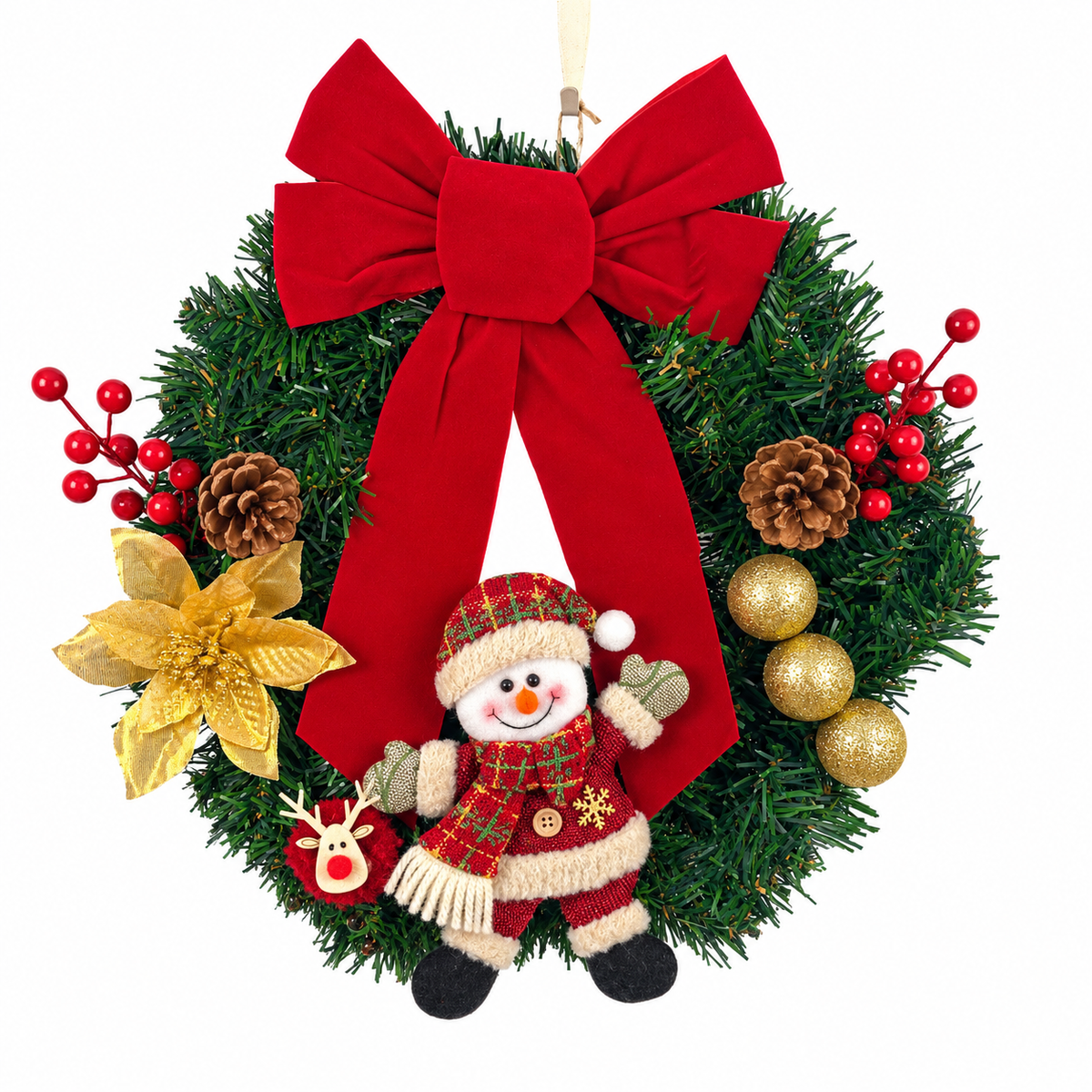 Christmas Character Bow Wreath Hanging Decoration