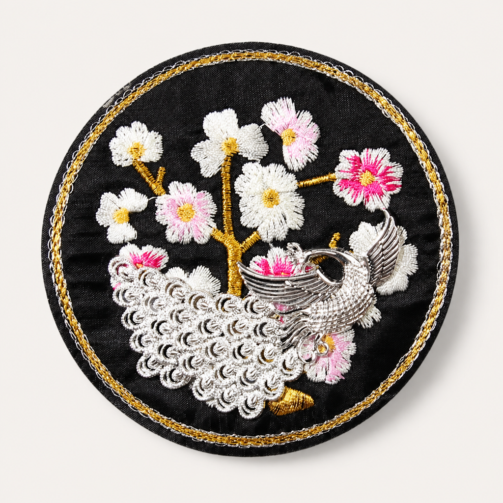 Miao Embroidery Fridge Magnet with Silver-Tone Tassel