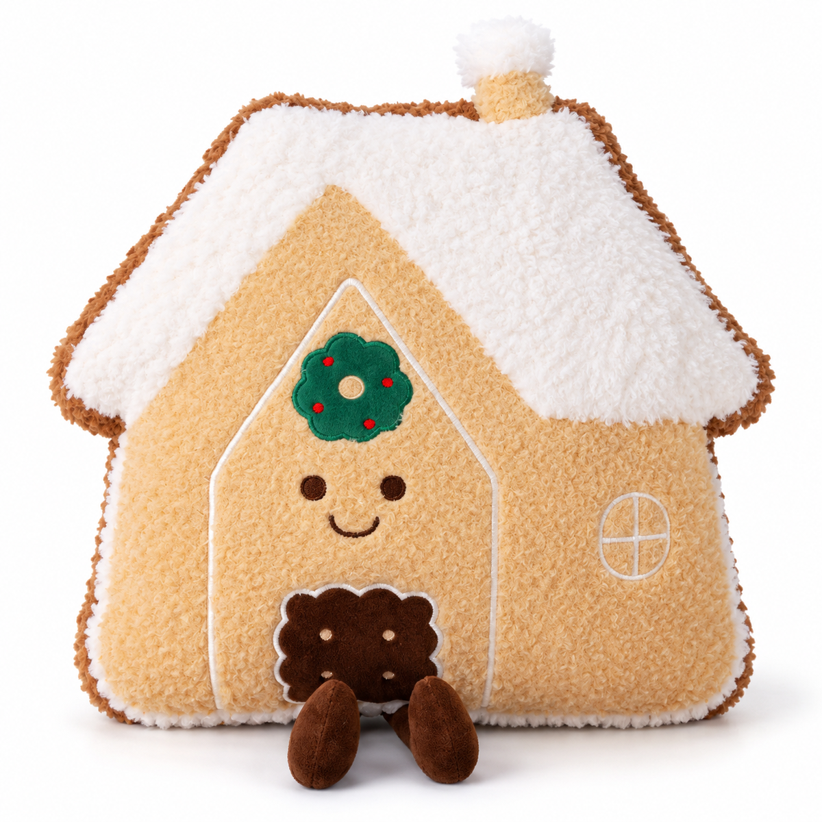 Christmas Tree Plush Cushion with Cartoon Eyes
