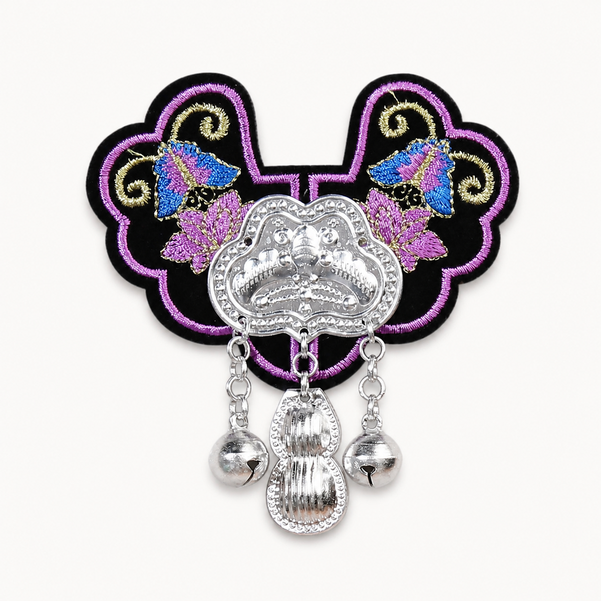 Miao Embroidery Fridge Magnet with Silver-Tone Tassel Charms