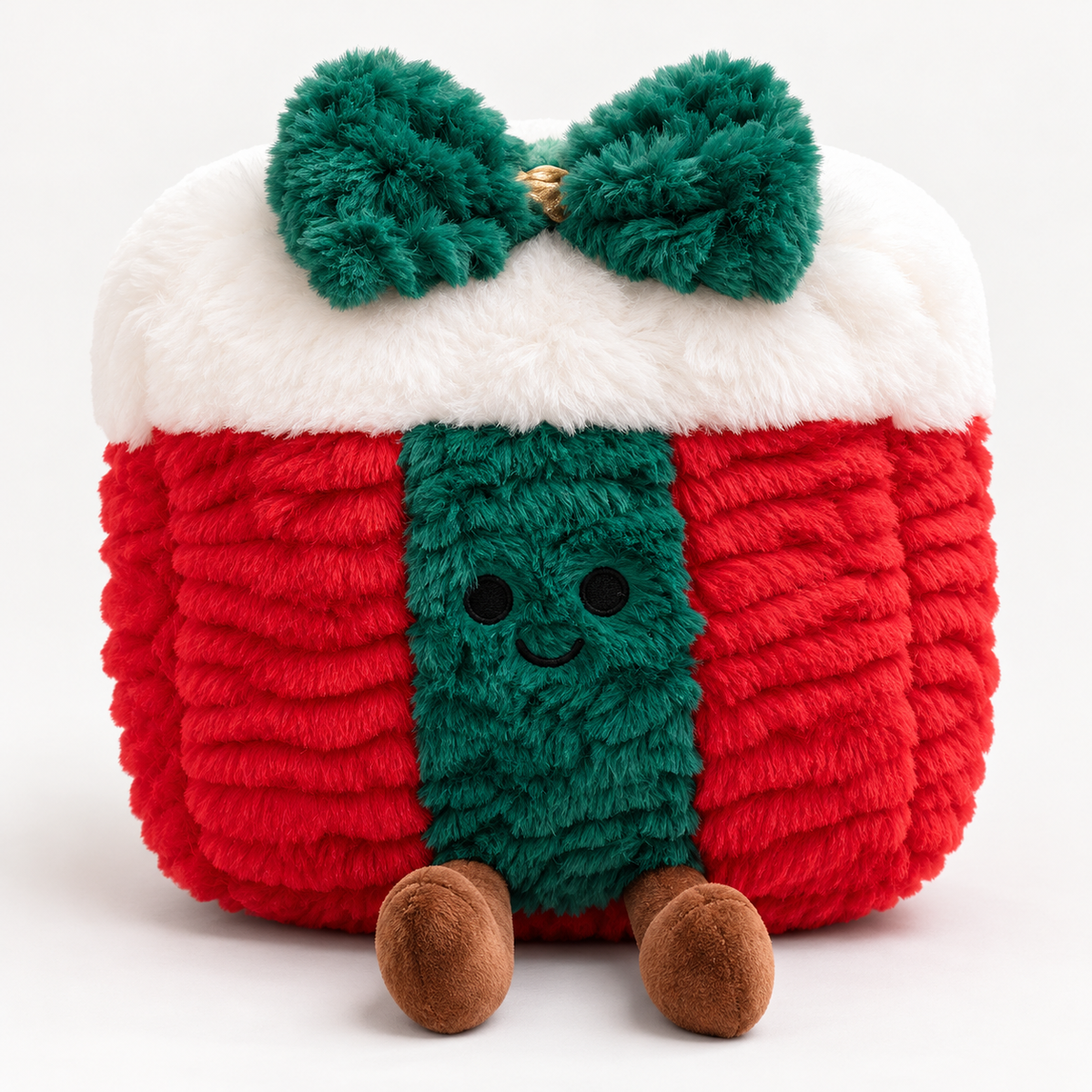 Christmas Tree Plush Cushion with Cartoon Eyes