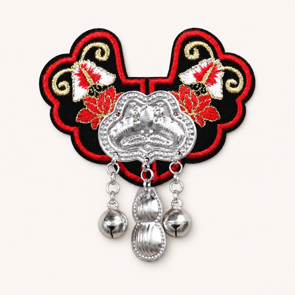 Miao Embroidery Fridge Magnet with Silver-Tone Tassel Charms