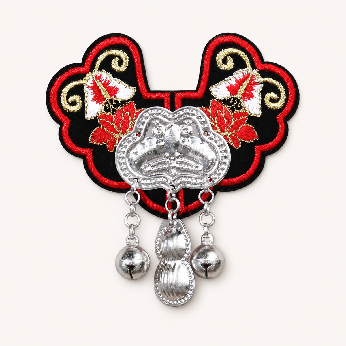 Miao Embroidery Fridge Magnet with Silver-Tone Tassel Charms