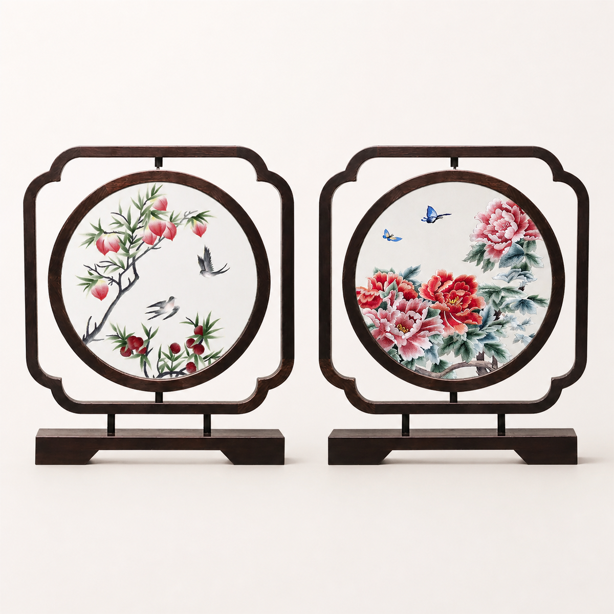 Handmade Double-Sided Su Embroidery Table Screen