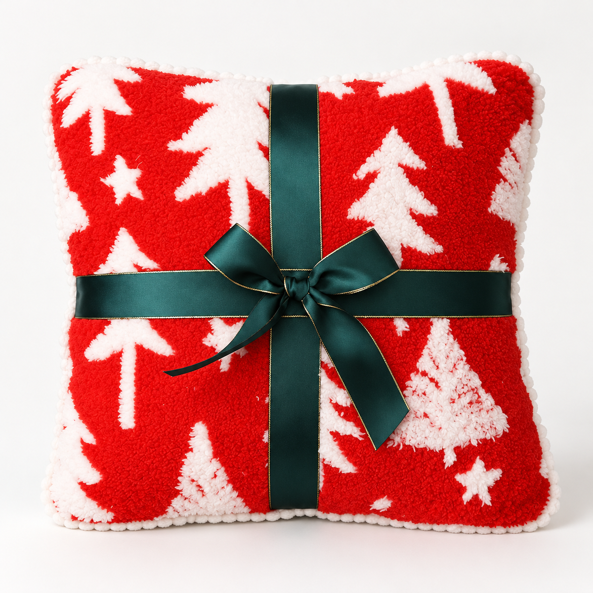 Christmas Tree Plush Cushion with Cartoon Eyes