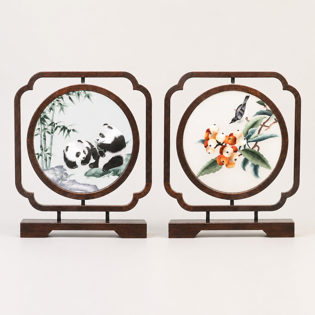 Handmade Double-Sided Su Embroidery Table Screen