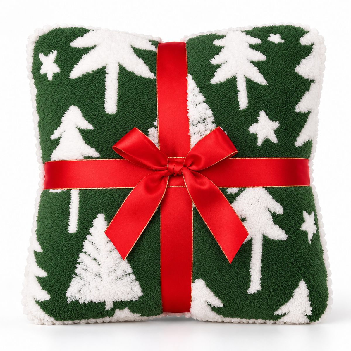 Christmas Tree Plush Cushion with Cartoon Eyes